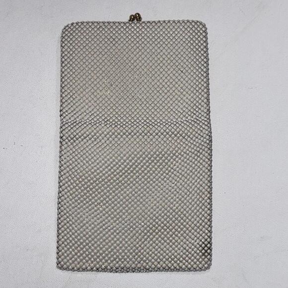Vintage Whiting & Davis White Old Money Wedding Classy Metal Mesh Wallet Clutch - Picture 14 of 15